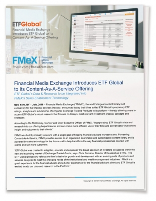 Financial Media Exchange Introduces ETF Global to Its Content-As-A-Service Offering